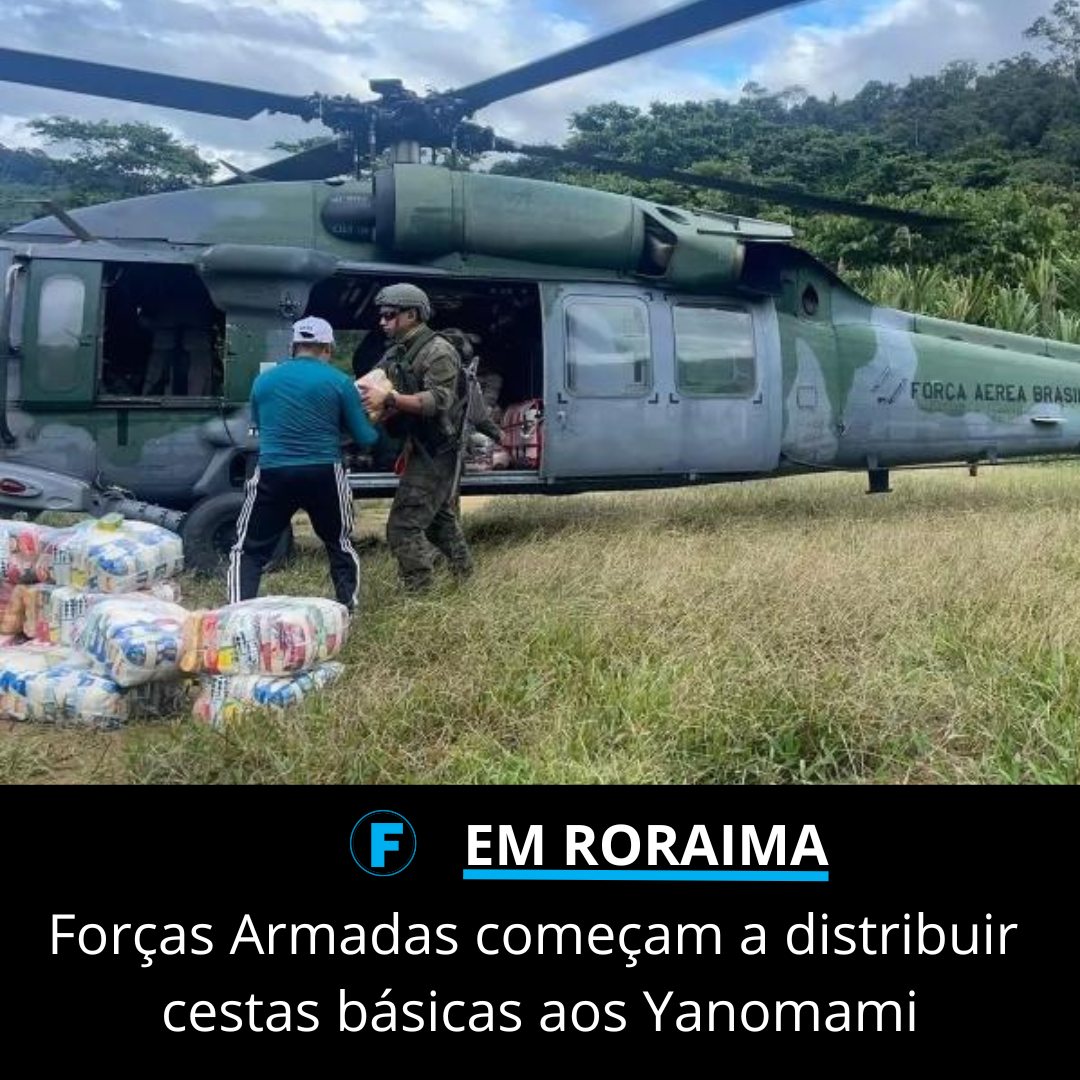 Forças Armadas começam a distribuir cestas básicas aos Yanomami