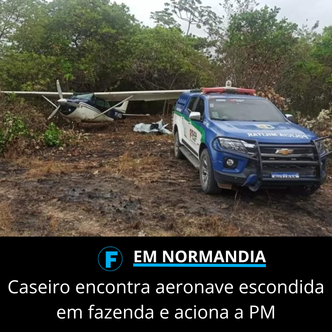 Caseiro encontra aeronave escondida em fazenda e aciona a PM