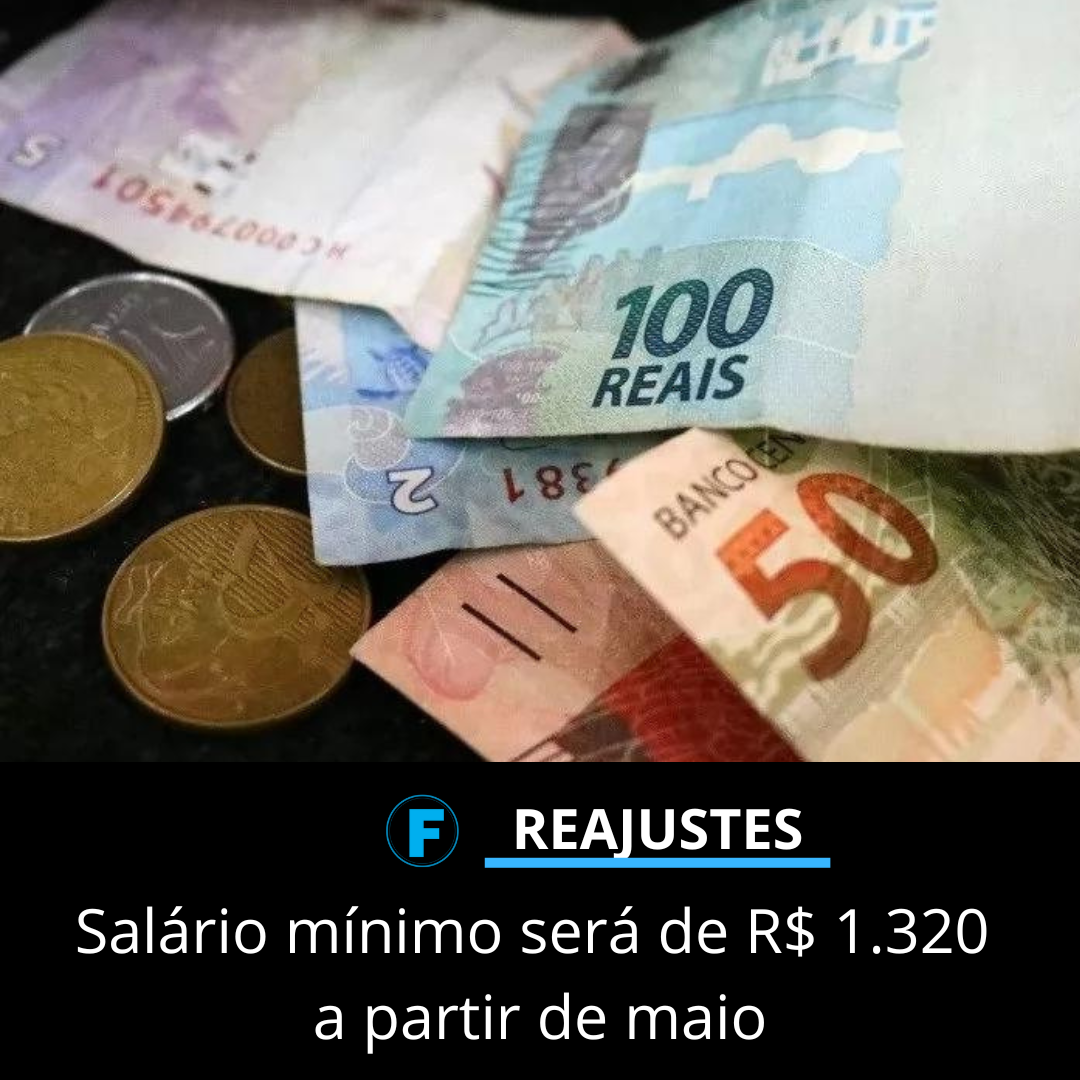 Salário mínimo será de R$ 1.320 a partir de maio