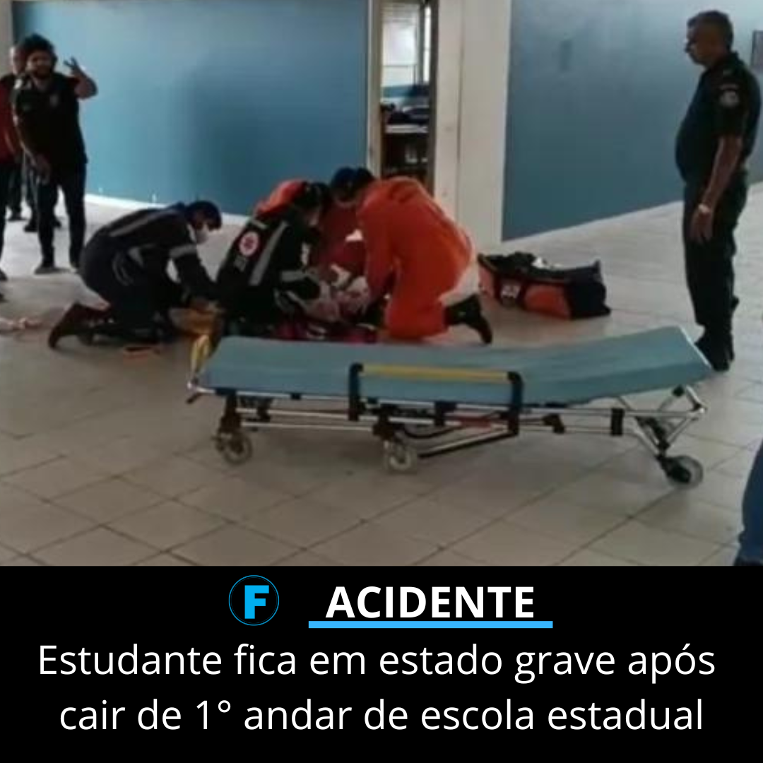 Estudante fica em estado grave após cair de 1° andar de escola estadual