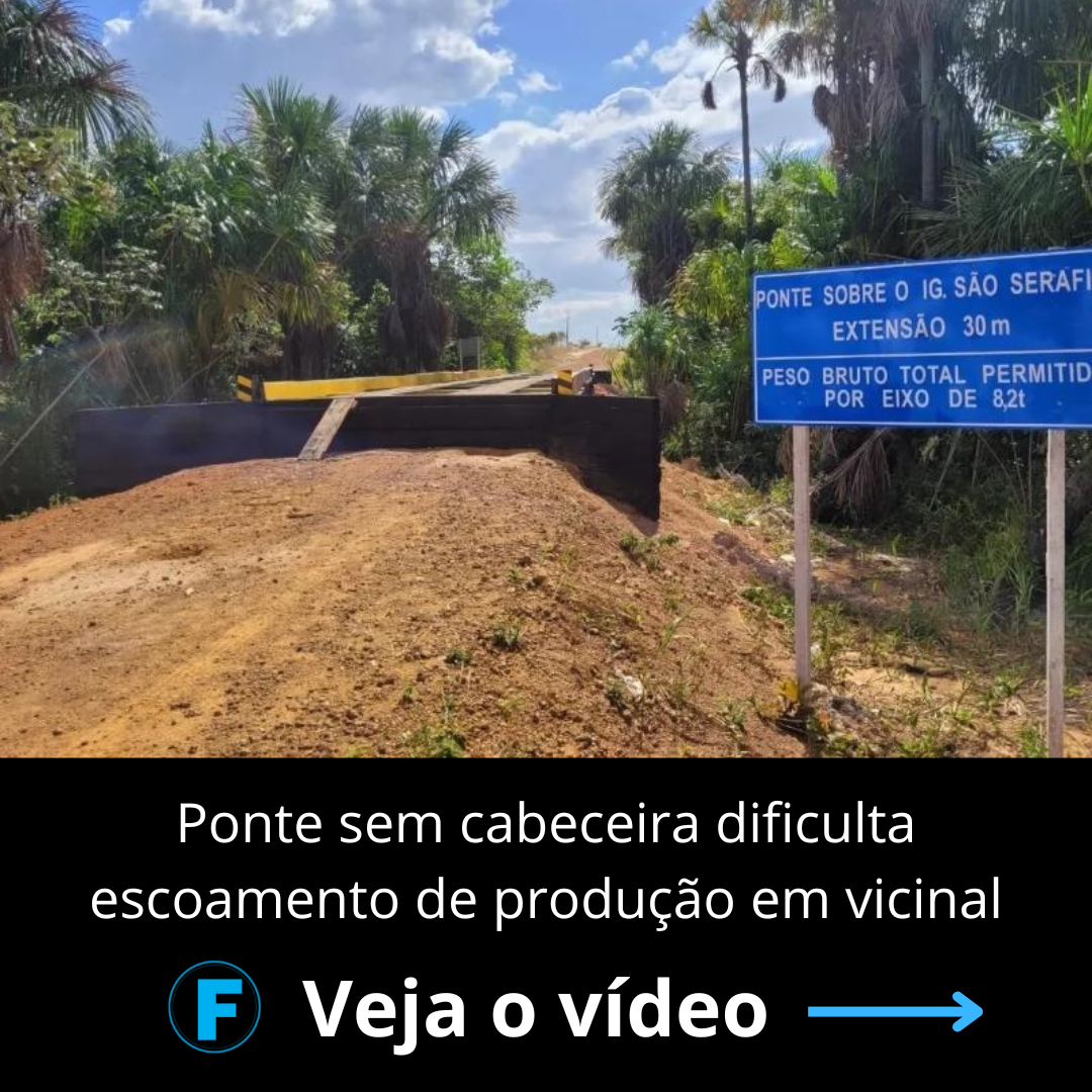 Ponte sem cabeceira dificulta escoamento de produção em vicinal