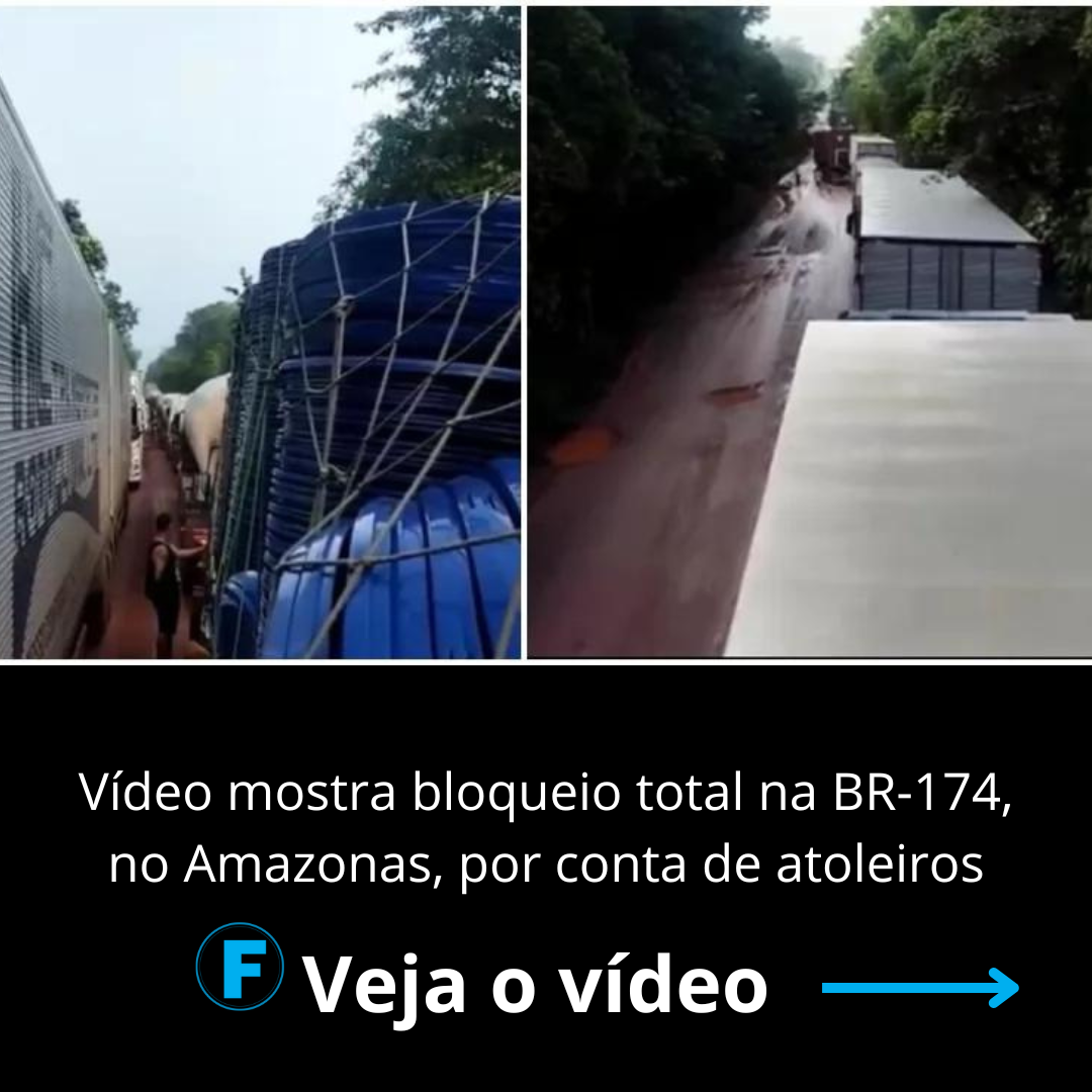 Vídeo mostra bloqueio total na BR-174, no Amazonas, por conta de atoleiros