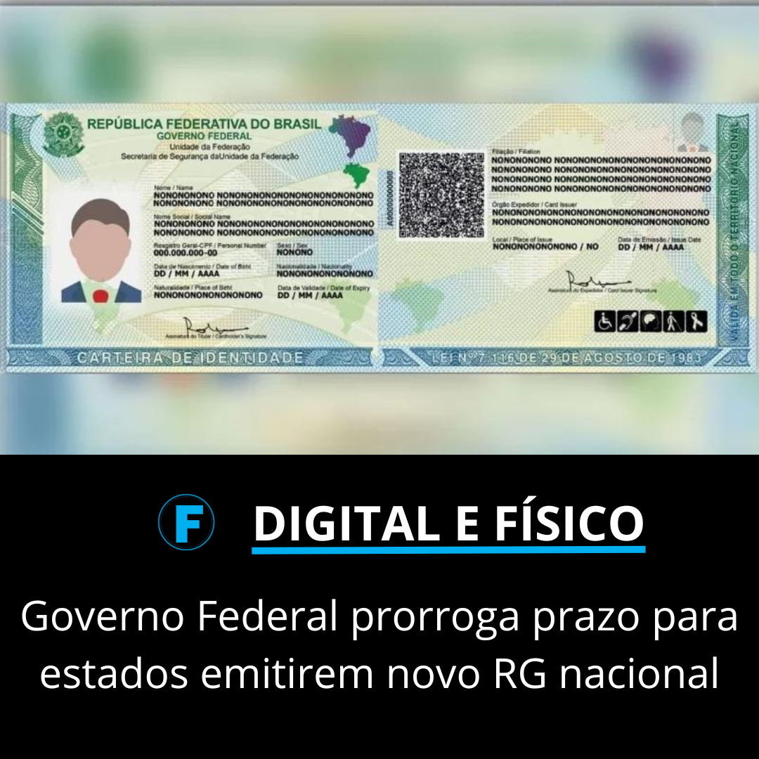 Governo Federal prorroga prazo para estados emitirem novo RG nacional