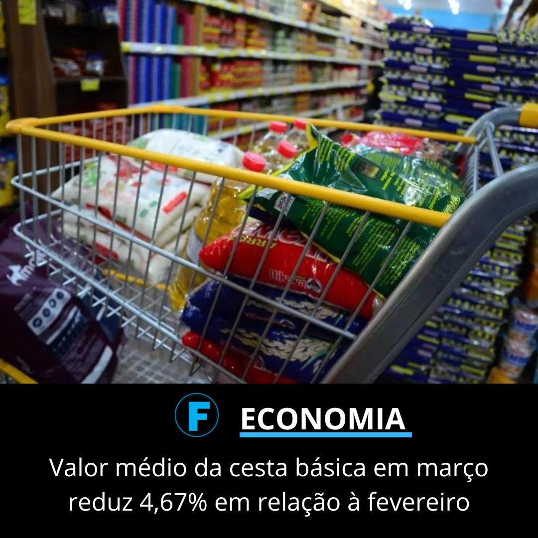 Valor médio da cesta básica em março reduz 4,67% em relação à fevereiro