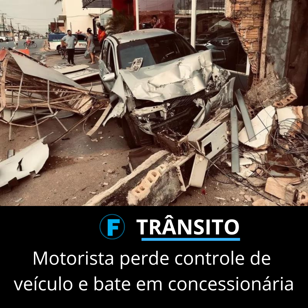 Motorista perde controle de veículo e bate em concessionária