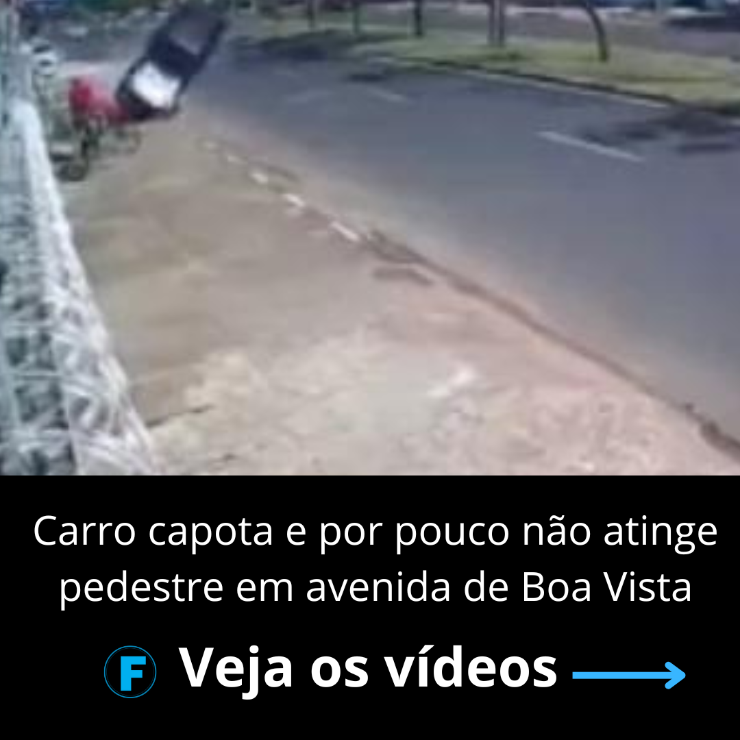 Carro capota e por pouco não atinge pedestre em avenida de Boa Vista