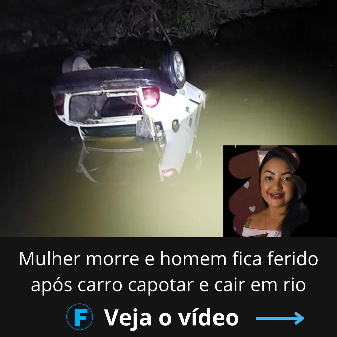Mulher morre e homem fica ferido após carro capotar e cair em rio