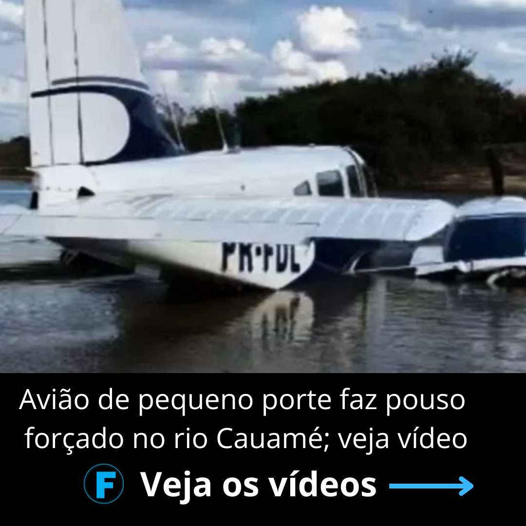 Avião de pequeno porte faz pouso forçado no rio Cauamé; veja vídeo