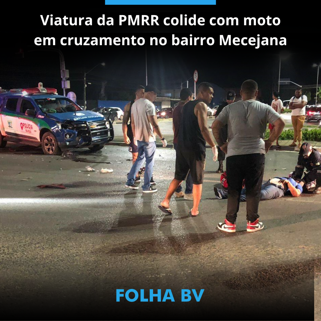 Viatura da PMRR colide com moto em cruzamento no bairro Mecejana