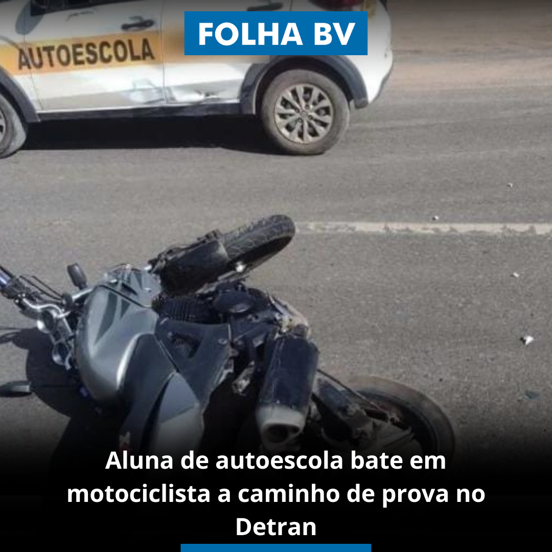Aluna de autoescola bate em motociclista a caminho de prova no Detran