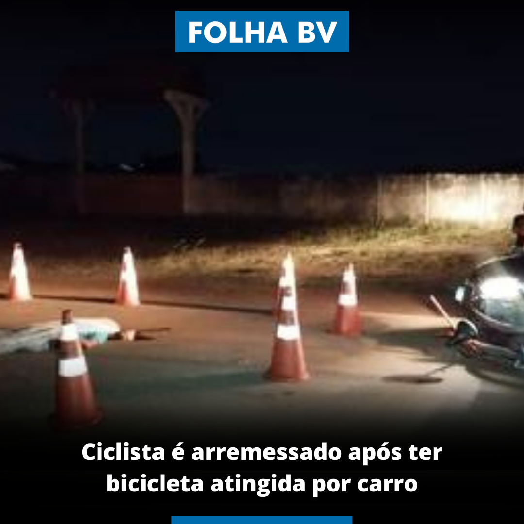 Ciclista é arremessado após ter bicicleta atingida por carro