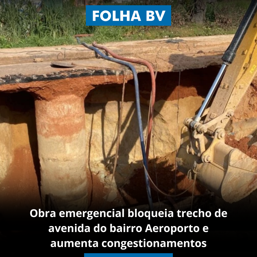 Obra emergencial bloqueia trecho de avenida do bairro Aeroporto e aumenta congestionamentos