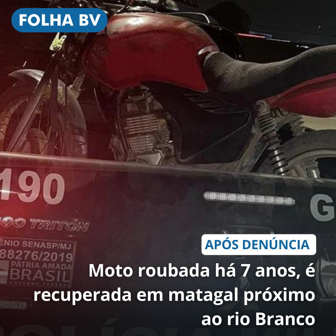 Moto roubada há 7 anos, é recuperada em matagal próximo ao rio Branco