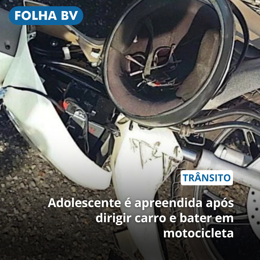 Adolescente é apreendida após dirigir carro e bater em motocicleta