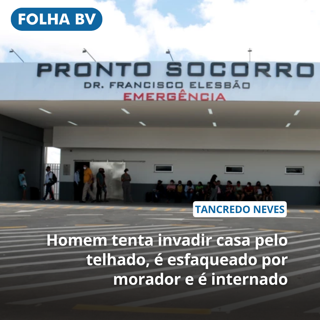 Homem tenta invadir casa pelo telhado, é esfaqueado por morador e é internado