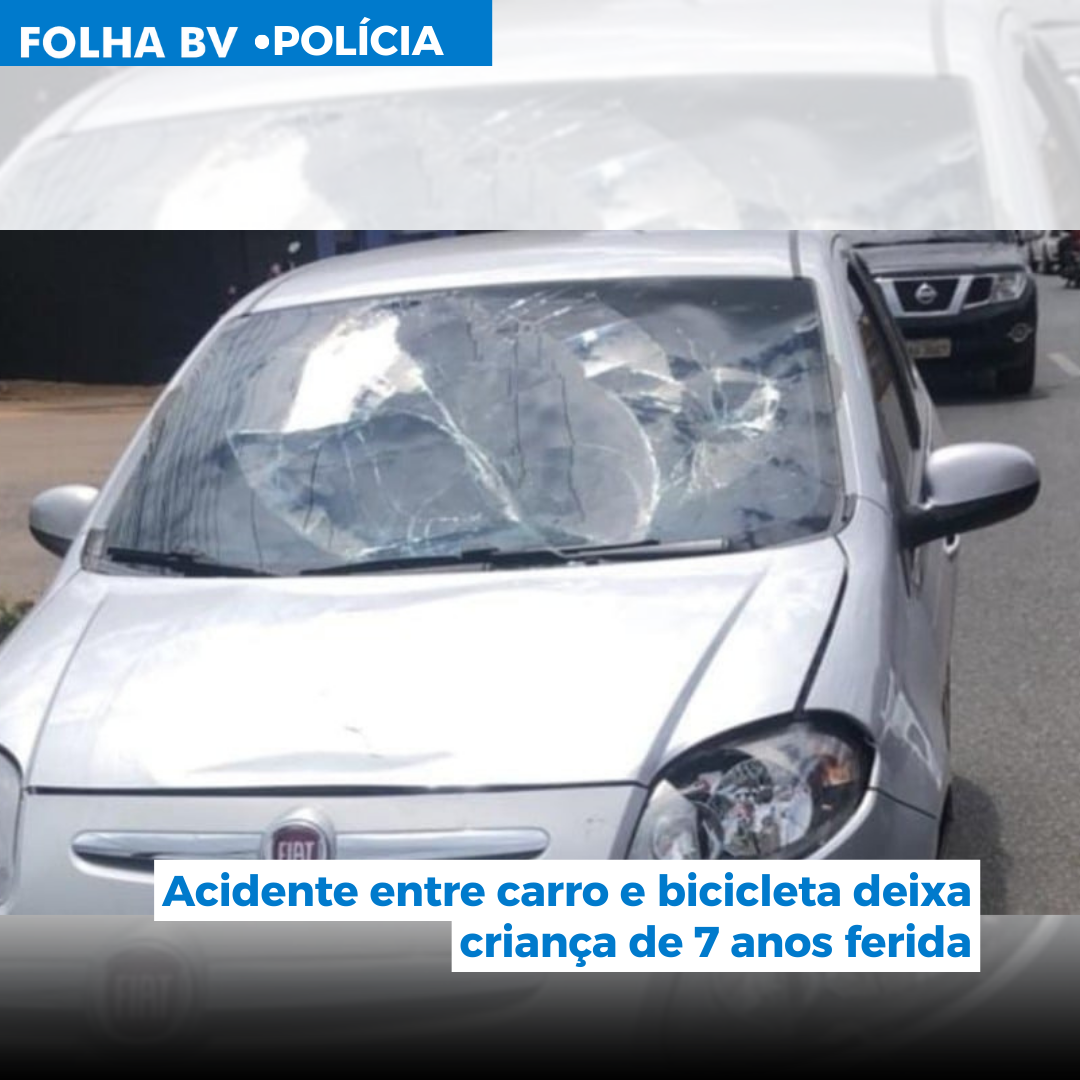 Acidente entre carro e bicicleta deixa criança de 7 anos ferida