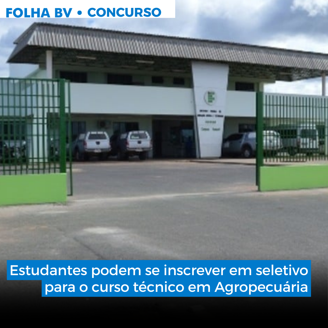 Estudantes podem se inscrever em seletivo para o curso técnico em Agropecuária