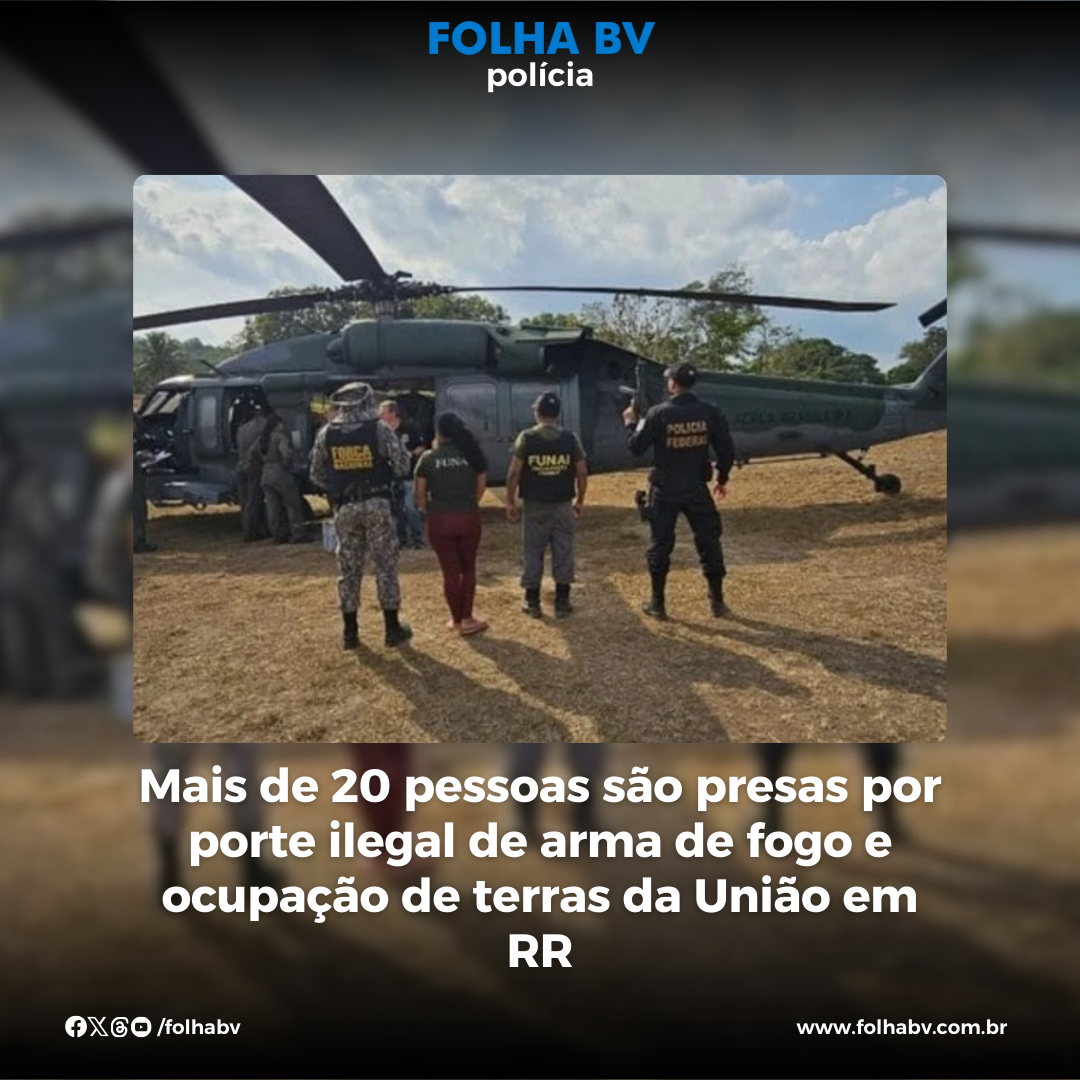 https://www.folhabv.com.br/policia/mais-de-20-pessoas-sao-presas-por-porte-ilegal-de-arma-de-fogo-e-ocupacao-de-terras-da-uniao-em-rr/