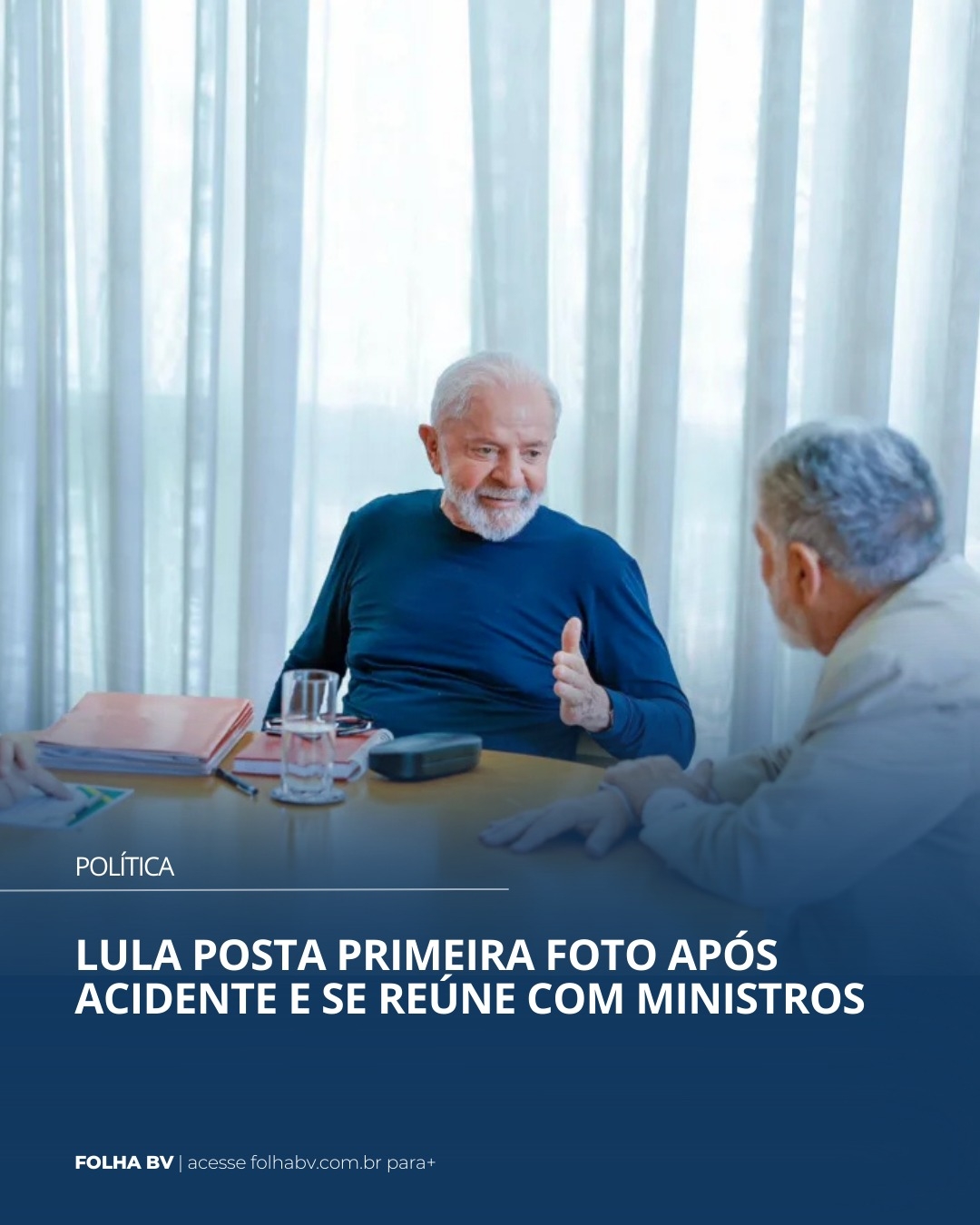 https://www.folhabv.com.br/politica/lula-posta-primeira-foto-apos-acidente-e-se-reune-com-ministros/