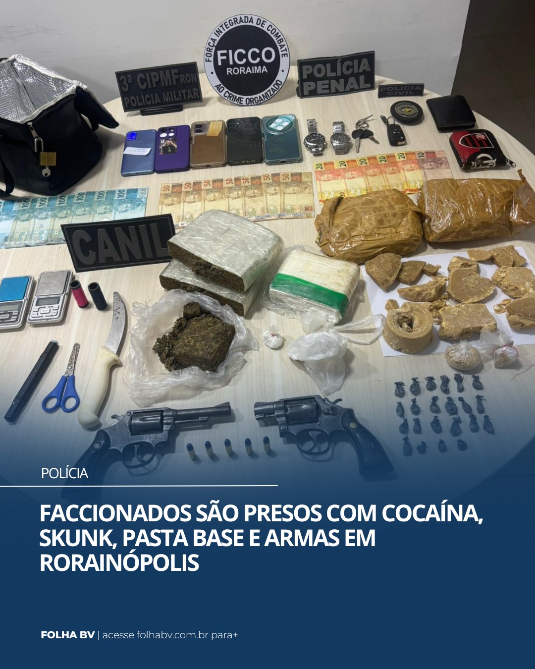 https://www.folhabv.com.br/policia/faccionados-sao-presos-com-cocaina-skunk-pasta-base-e-armas-em-rorainopolis/